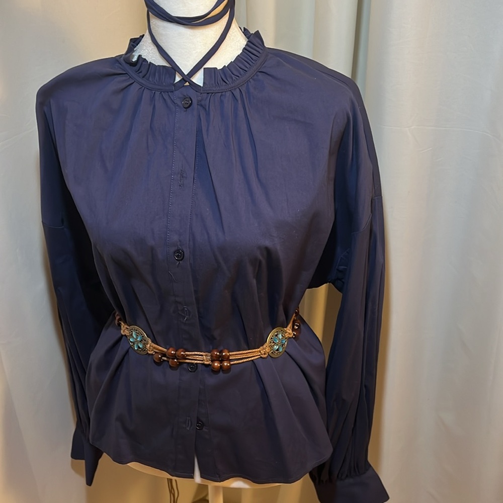 Elegant Navy Blue Women's Top